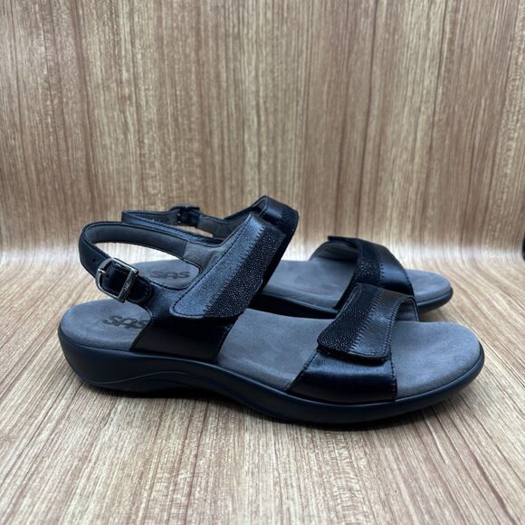 SAS Nudu Women's Size 9W Black Adjustable Comfort Sandal - Picture 1 of 8
